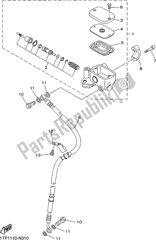 All parts for the Front Master Cylinder of the Yamaha XVS 950 CUD Bolt 2018