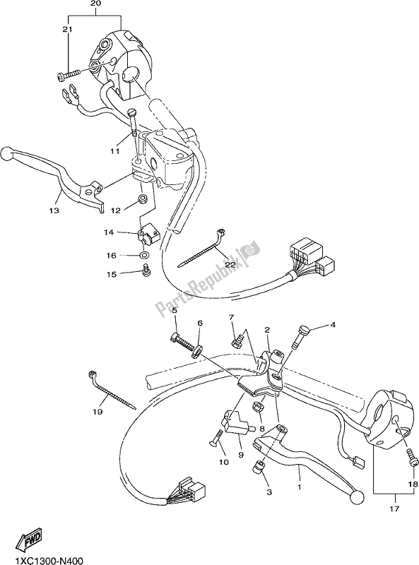 Tutte le parti per il Impugnatura Interruttore E Leva del Yamaha XVS 950 CUD Bolt 2018