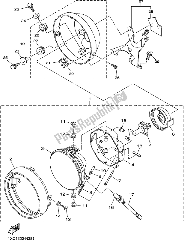 Tutte le parti per il Faro del Yamaha XVS 950 CUD Bolt 2018