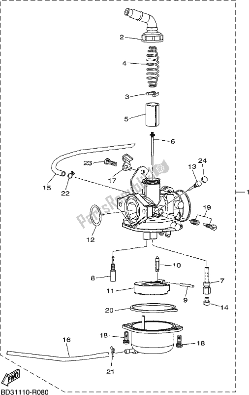 All parts for the Carburetor of the Yamaha YFM 09 GYX 900 2020