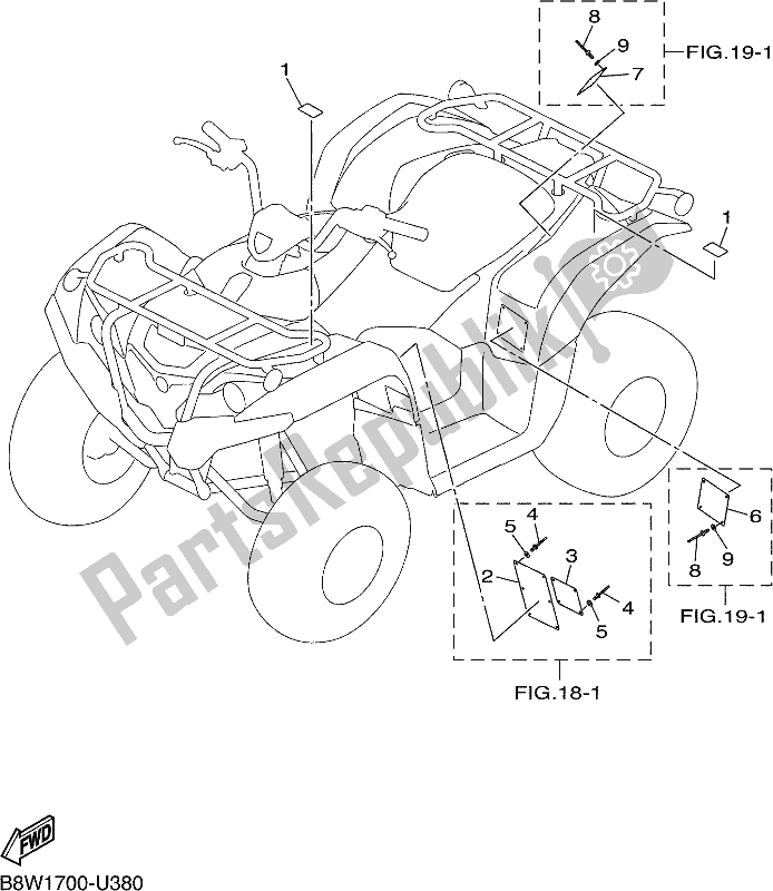 All parts for the Emblem & Label 1 of the Yamaha YFM 09 GYX 900 2020