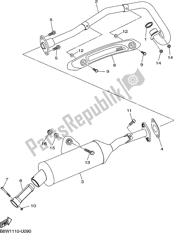 All parts for the Exhaust of the Yamaha YFM 09 GYX 900 2020