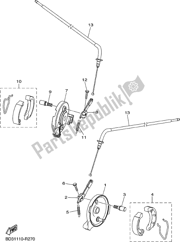 All parts for the Front Brake of the Yamaha YFM 09 GYX 900 2020