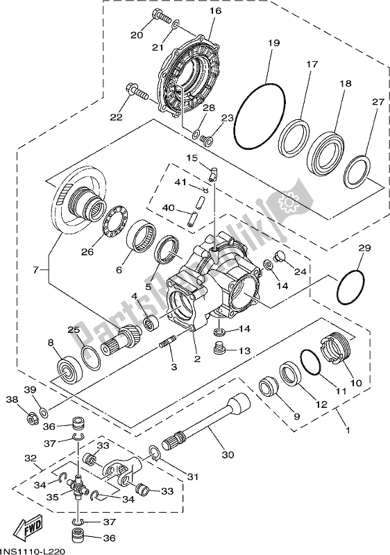 All parts for the Drive Shaft of the Yamaha YFM 350A 2017