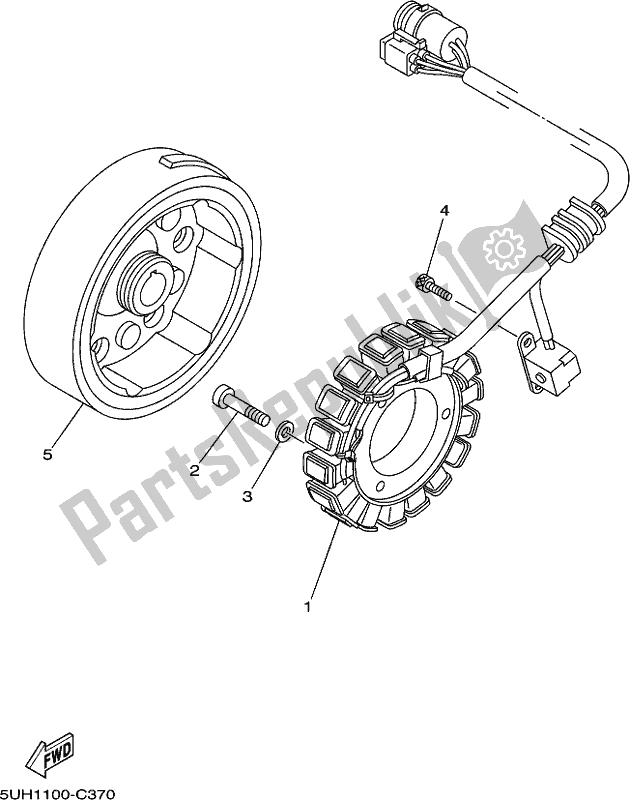 All parts for the Generator of the Yamaha YFM 350A 2017