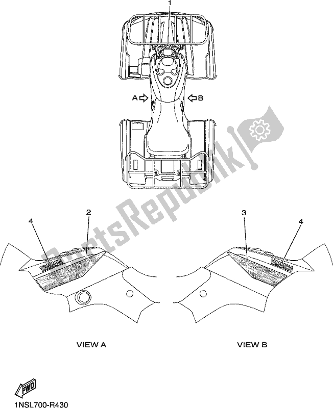 All parts for the Graphics of the Yamaha YFM 350A 2017