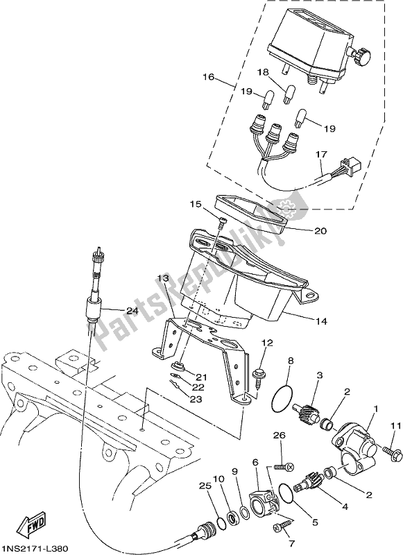 All parts for the Meter of the Yamaha YFM 350A 2017