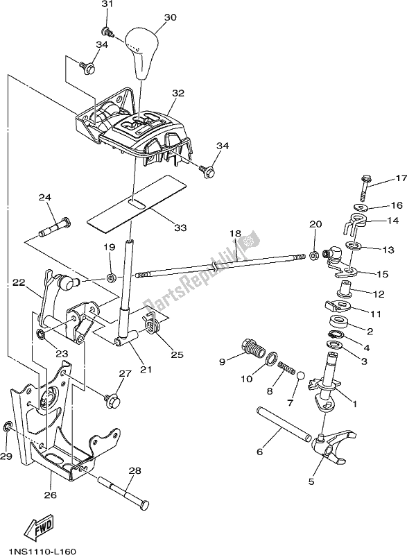 All parts for the Shift Shaft of the Yamaha YFM 350A 2017