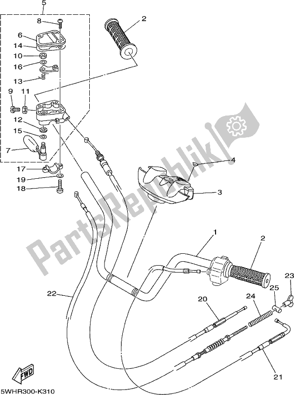 All parts for the Steering Handle & Cable of the Yamaha YFM 350A 2017