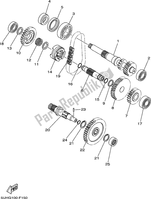 All parts for the Transmission of the Yamaha YFM 350A 2017