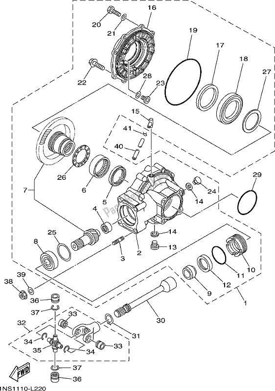 All parts for the Drive Shaft of the Yamaha YFM 350A 2021