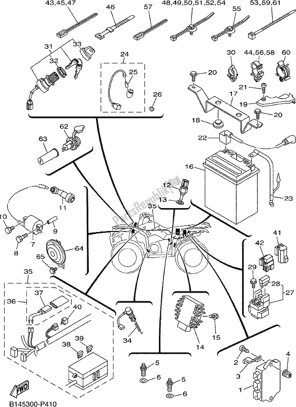 All parts for the Electrical 1 of the Yamaha YFM 350A Grizzly 350 2 WD 2019