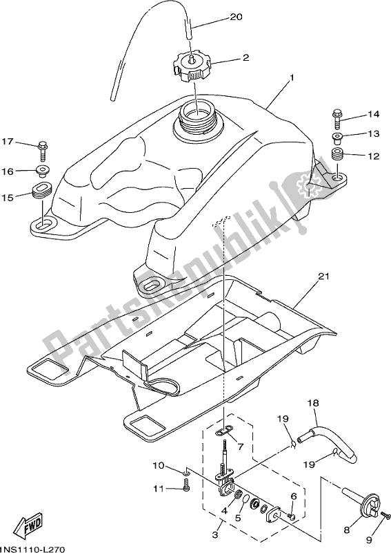 Tutte le parti per il Serbatoio Di Carburante del Yamaha YFM 350A Grizzly 350 2 WD 2019