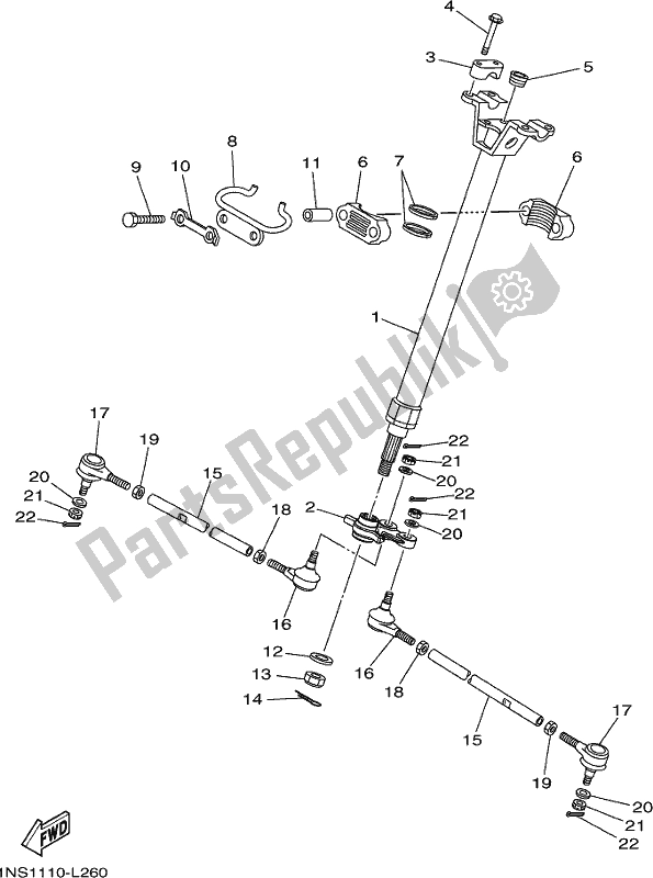 All parts for the Steering of the Yamaha YFM 350A Grizzly 350 2 WD 2019