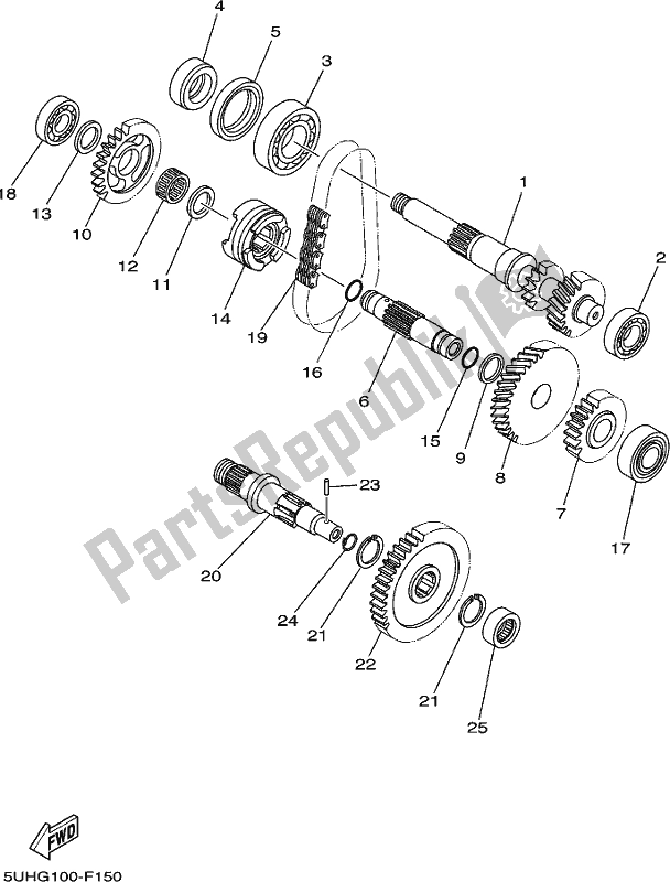 Tutte le parti per il Trasmissione del Yamaha YFM 350A Grizzly 350 2 WD 2019