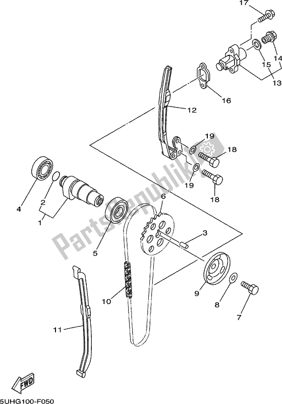 All parts for the Camshaft & Chain of the Yamaha YFM 350 FA Grizzly 4 WD 2019