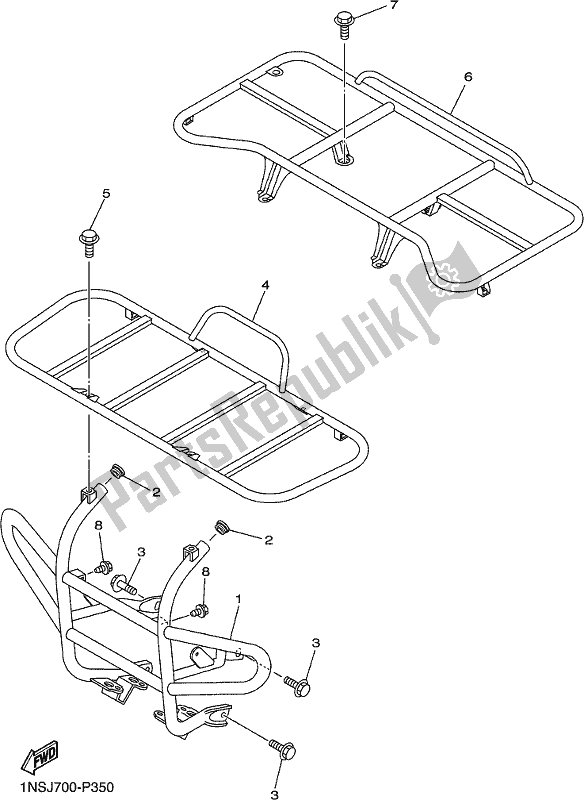 All parts for the Guard of the Yamaha YFM 350 FA Grizzly 4 WD 2019