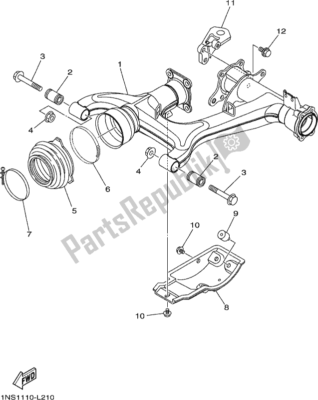 All parts for the Rear Arm of the Yamaha YFM 350 FA Grizzly 4 WD 2019