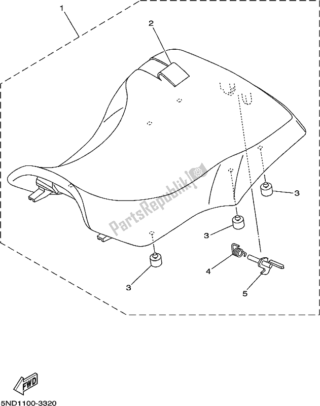 All parts for the Seat of the Yamaha YFM 350 FA Grizzly 4 WD 2019