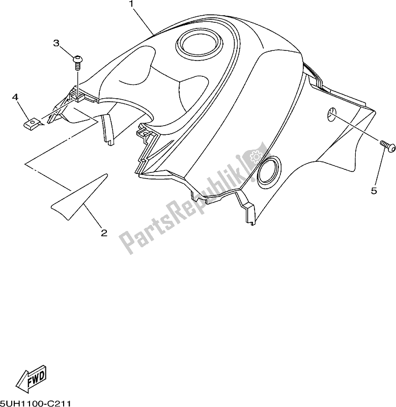 All parts for the Side Cover of the Yamaha YFM 350 FA Grizzly 4 WD 2019