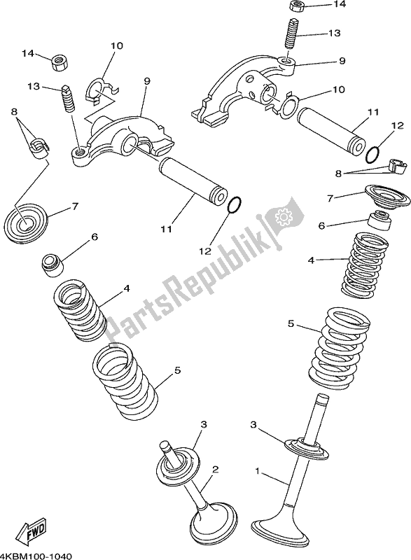 All parts for the Valve of the Yamaha YFM 350 FA Grizzly 4 WD 2019