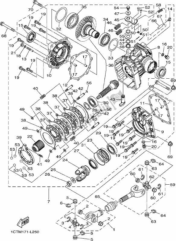 All parts for the Drive Shaft of the Yamaha YFM 450 FWB 2019