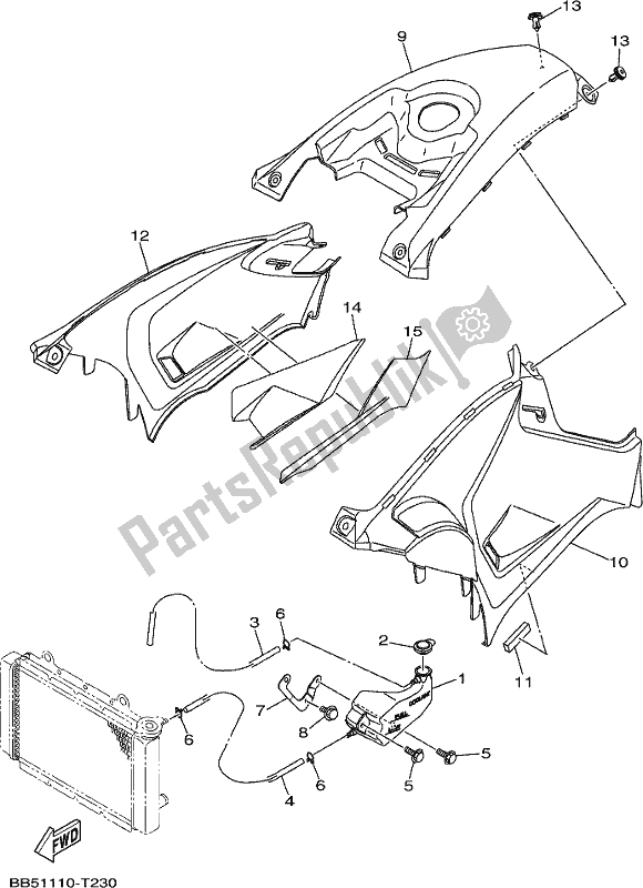 All parts for the Side Cover of the Yamaha YFM 450 FWB 2019