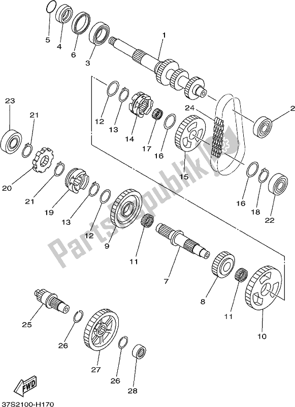 All parts for the Transmission of the Yamaha YFM 450 FWB 2019