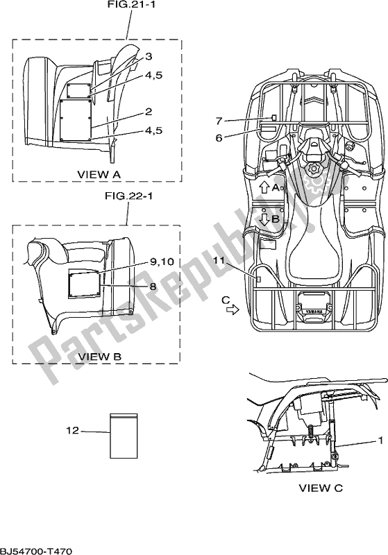 Tutte le parti per il Emblema Ed Etichetta 1 del Yamaha YFM 450 FWB 2020