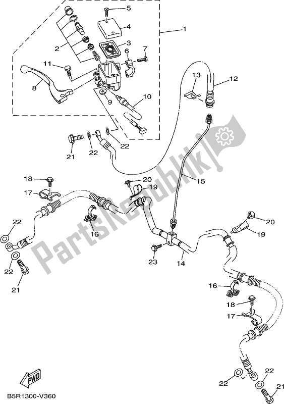 All parts for the Front Master Cylinder of the Yamaha YFM 450 FWB 2020