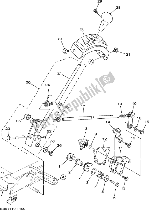 Tutte le parti per il Albero Del Cambio del Yamaha YFM 450 FWB 2020