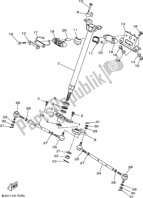 All parts for the Steering of the Yamaha YFM 450 FWB 2020