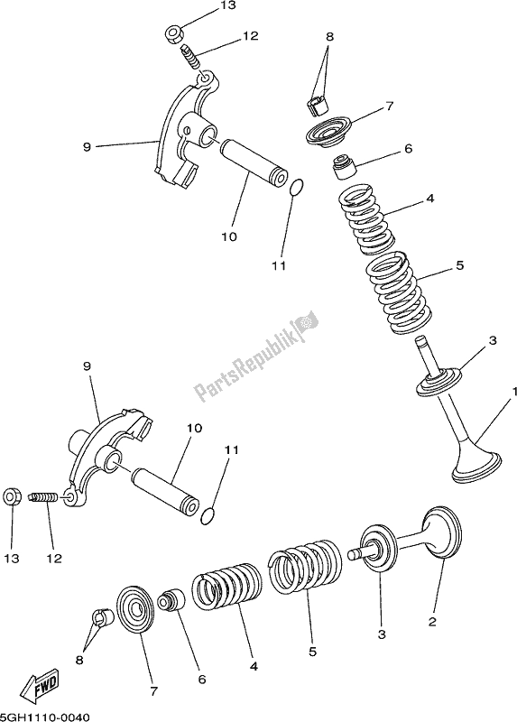 All parts for the Valve of the Yamaha YFM 450 FWB 2020