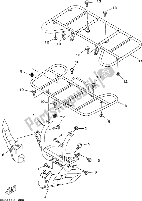 All parts for the Guard of the Yamaha YFM 450 FWB Kodiak 2018