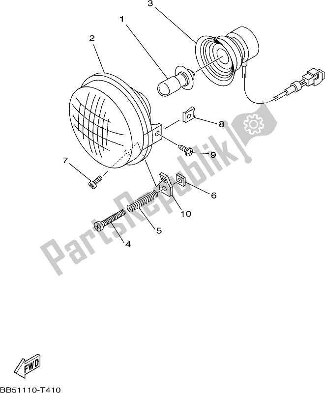 All parts for the Headlight of the Yamaha YFM 450 FWB Kodiak 2018