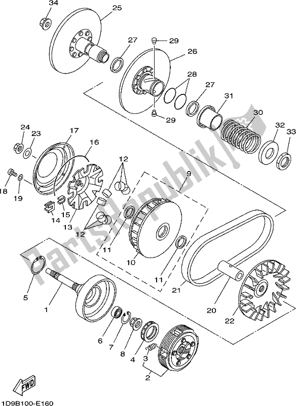 All parts for the Clutch of the Yamaha YFM 450 Fwbd 2018