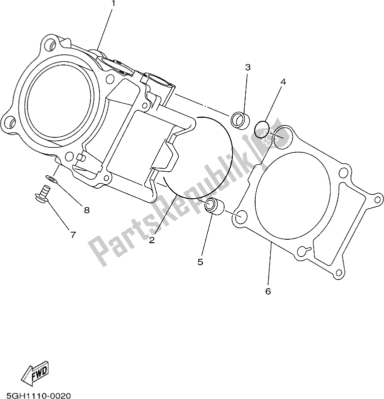 All parts for the Cylinder of the Yamaha YFM 450 Fwbd 2018