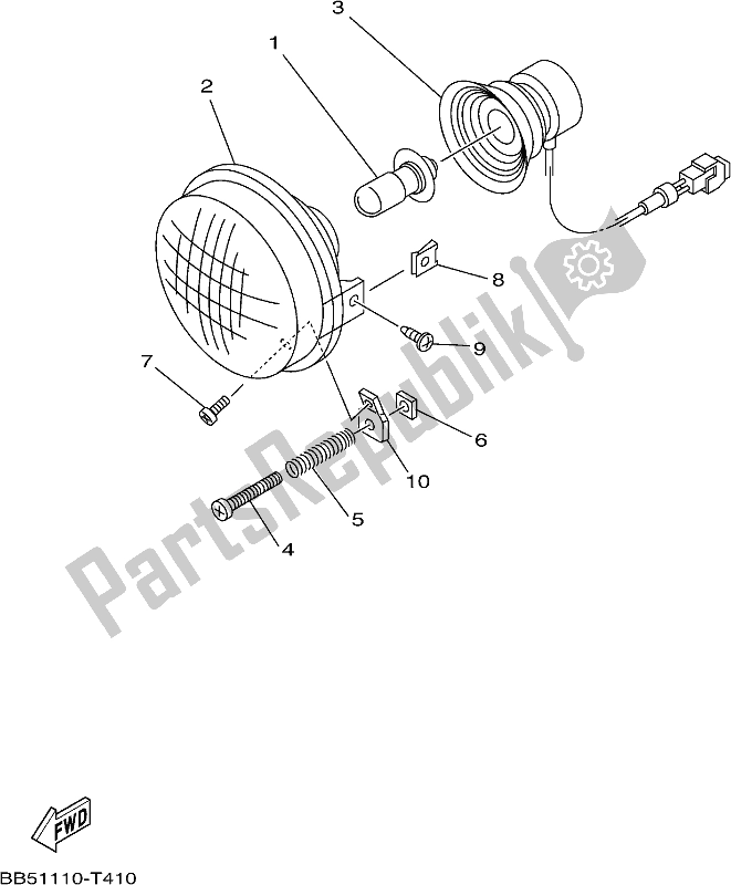 All parts for the Headlight of the Yamaha YFM 450 Fwbd 2018