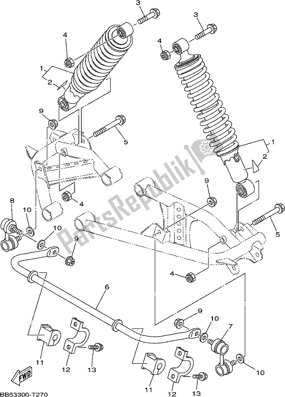 All parts for the Rear Suspension of the Yamaha YFM 450 Fwbd 2018