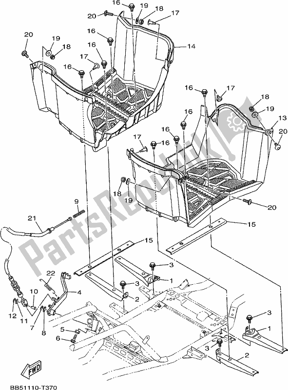 All parts for the Stand & Footrest of the Yamaha YFM 450 Fwbd 2018