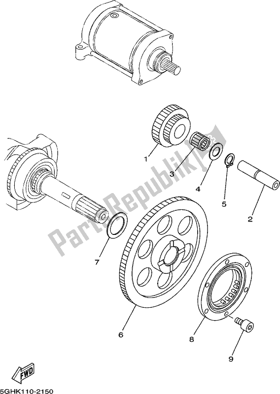 All parts for the Starter Clutch of the Yamaha YFM 450 Fwbd 2018