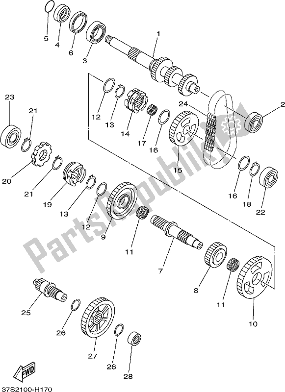 All parts for the Transmission of the Yamaha YFM 450 Fwbd 2018