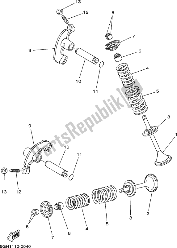 All parts for the Valve of the Yamaha YFM 450 Fwbd 2018