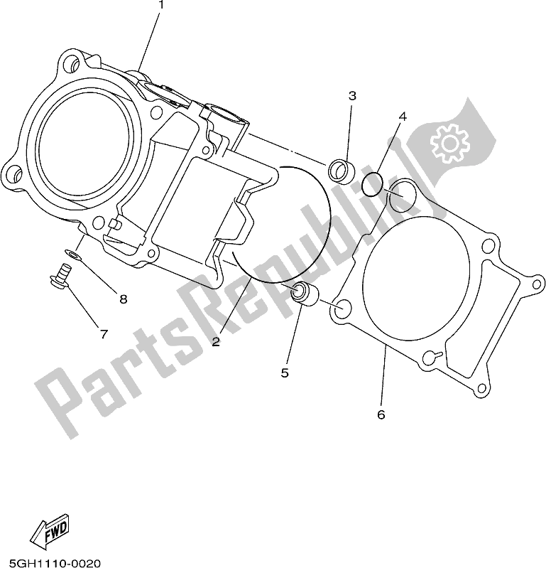 All parts for the Cylinder of the Yamaha YFM 450 Fwbd 2019