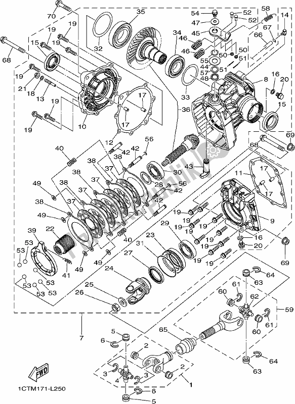 All parts for the Drive Shaft of the Yamaha YFM 450 Fwbd 2019