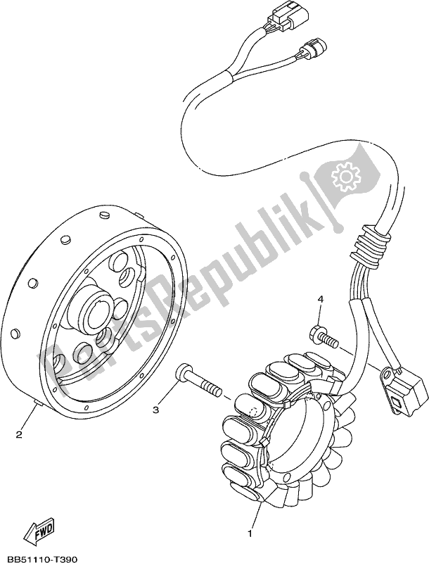 All parts for the Generator of the Yamaha YFM 450 Fwbd 2019