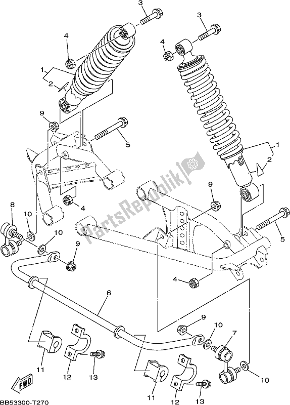 All parts for the Rear Suspension of the Yamaha YFM 450 Fwbd 2019