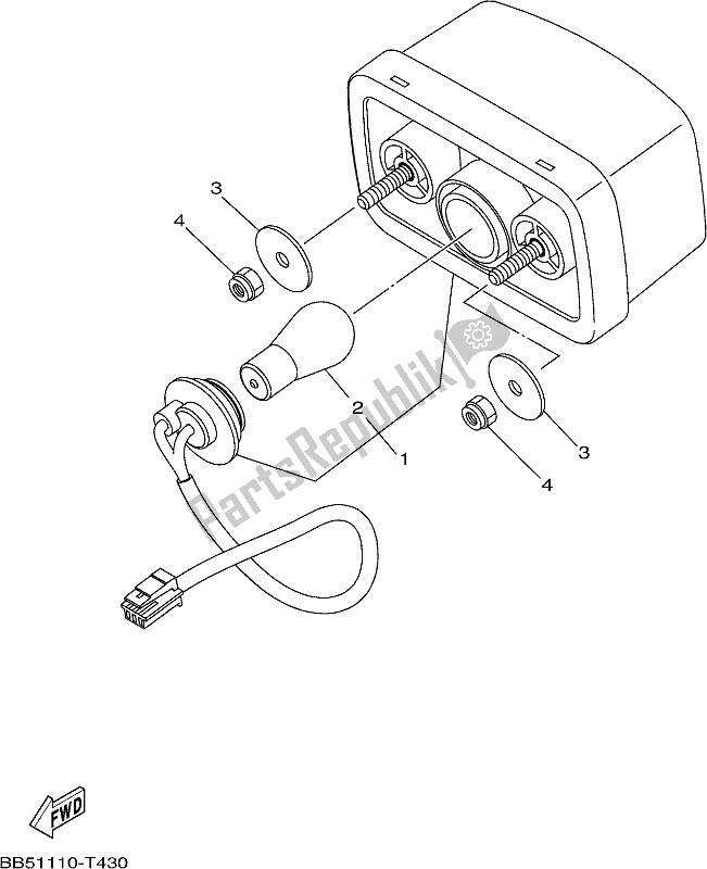 All parts for the Taillight of the Yamaha YFM 450 Fwbd Kodiak 2018