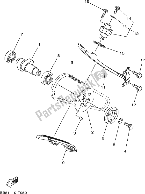 All parts for the Camshaft & Chain of the Yamaha YFM 450 KPS 2021