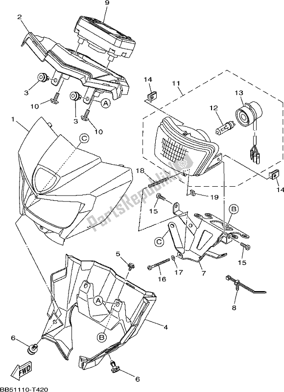 Todas las partes para Faro 2 de Yamaha YFM 450 KPS 2021